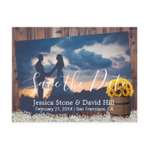 Rustic Solros Vin Barrel Bröllop spara datum