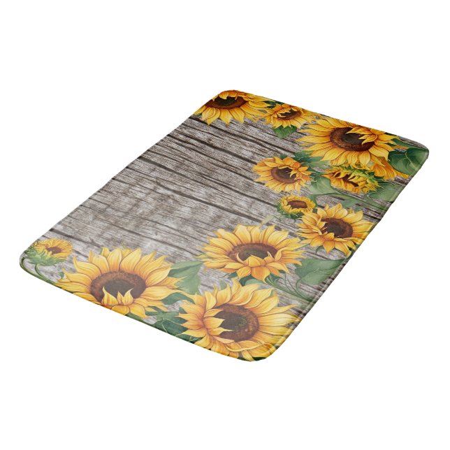 Rustic Solros & Weasted Grått Barnboard Badrumsmatta (Vinklad)
