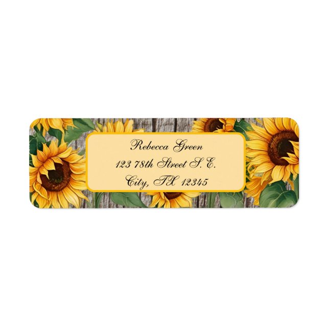 Rustic Solros & Weasted Grått Barnboard Returadress Etikett (Framsidan)