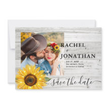 Rustic Solros White Wood Photo Bröllop