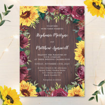 Rustic Solros Wood Blommigt Gräns Bröllop