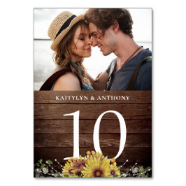 Rustic Solros Wood Photo Bordsnummer