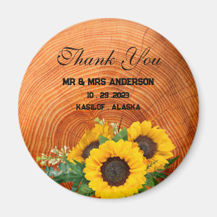 Rustic Solros Wooden Wedding Favor Gift Magnet