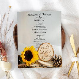 Rustic Solros Woodland Bröllop Menu