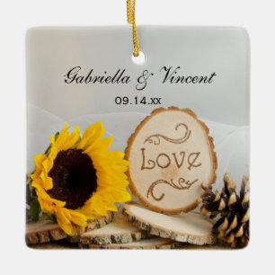Rustic Solros Woodland Bröllop Ornament