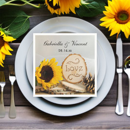 Rustic Solros Woodland Bröllop Pappersservett