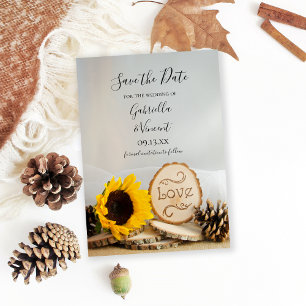 Rustic Solros Woodland Bröllop spara datum Datumet