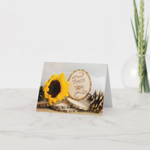 Rustic Solros Woodland Bröllop Tack Kort