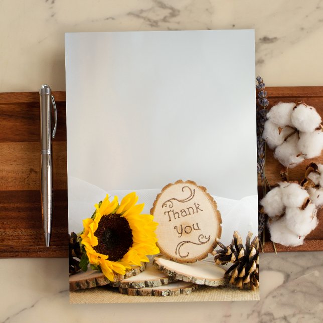 Rustic Solros Woodland Bröllop Tackkort Inbjudningar (Skapare uppladdad)