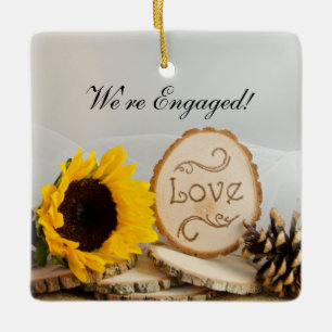 Rustic Solros Woodland Förlovning Ornament