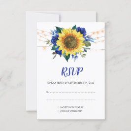 Rustic Solrosblå Blommigten Ljus Bröllop OSA Kort