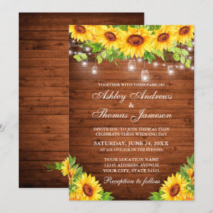 Rustic SolrosBlommigt Wood Mason Burk Ljus Inbjudningar