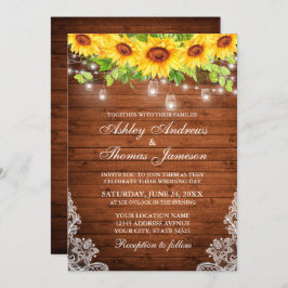 Rustic SolrosBlommigt Wood Mason Burk Ljus Snöre Inbjudningar