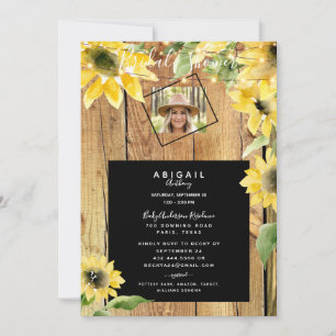 Rustic Solrosbride Photo Wood Ljus Möhippa Inbjudningar
