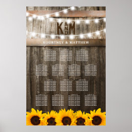 Rustic Solrosdiagram Bröllop Bord Poster