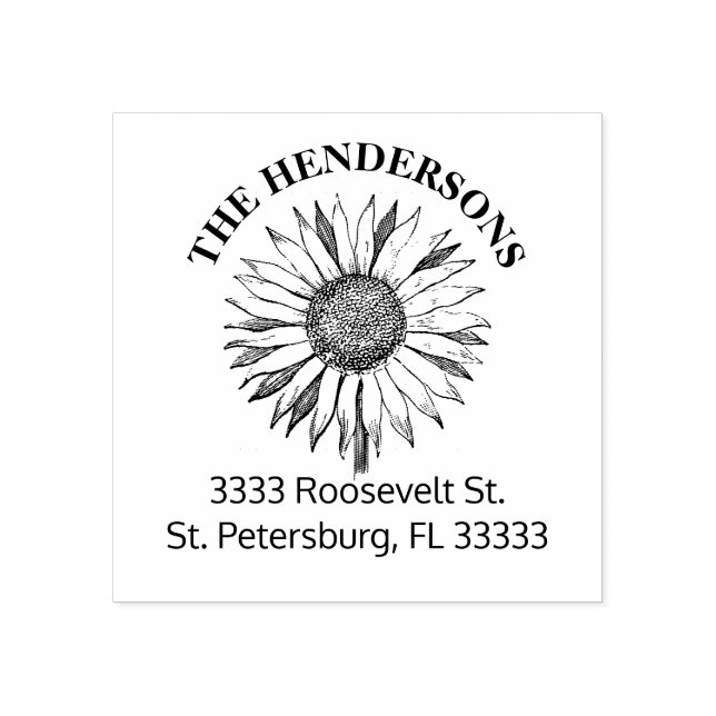 Rustic Solrosfamiljen Namn Stämpel (Tryck)