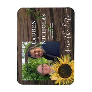 Rustic Solrosfoto Spara datum Magnet