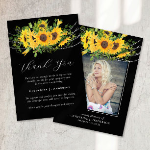 Rustic Solrosfoto Sympathy Funeral Memorial Tack Kort