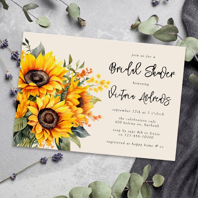 Rustic SolrosMöhippa Inbjudningar (Invite guests to a rustic aesthetic bridal shower with this gorgeous sunflower invitation template)