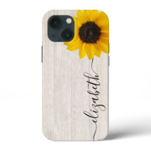 Rustic Solrosskript Stem Namn Phone Case