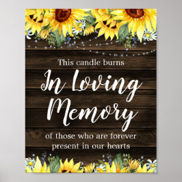 Rustic SolrosString Ljus Bröllop Memorial Poster