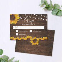 Rustic SolrosString Ljus Bröllop OSA-kort
