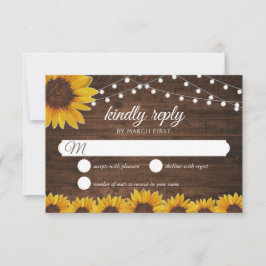 Rustic SolrosString Ljus Bröllop Reply OSA Kort