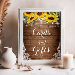 Rustic SolrosString Ljus Card och presentkort Poster