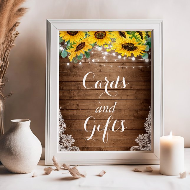 Rustic SolrosString Ljus Card och presentkort Poster (Skapare uppladdad)