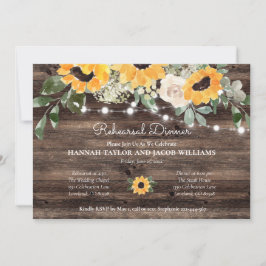 Rustic SolrosString Ljus Rehearsal Middag Inbjudningar