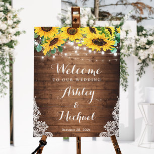 Rustic SolrosString Ljus Snöre Bröllop Poster