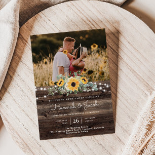 Rustic SolrosString Ljus Wood Fall Inbjudningar