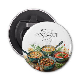 Rustic Soup Cook-Off Potluck Party Watercolor Flasköppnare