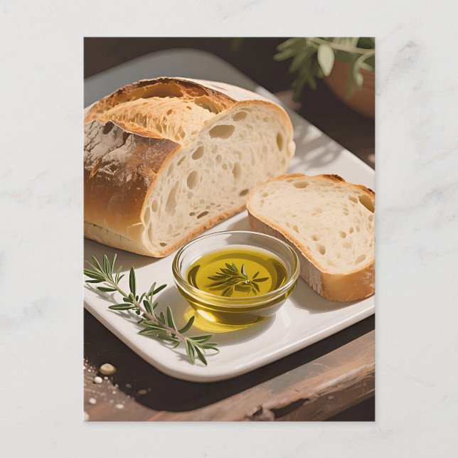 Rustic Sourdough Bread Olive Oil Vykort (Framsida)