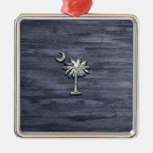 Rustic South Carolina Palmetto och Måne Julgransprydnad Metall