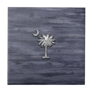 Rustic South Carolina Palmetto och Måne Kakelplatta