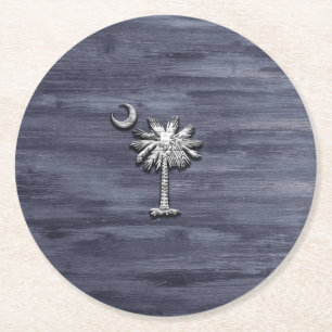 Rustic South Carolina Palmetto och Måne Underlägg Papper Rund