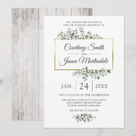 Rustic Southern Cotton Boll Botanical Bröllop Inbjudningar