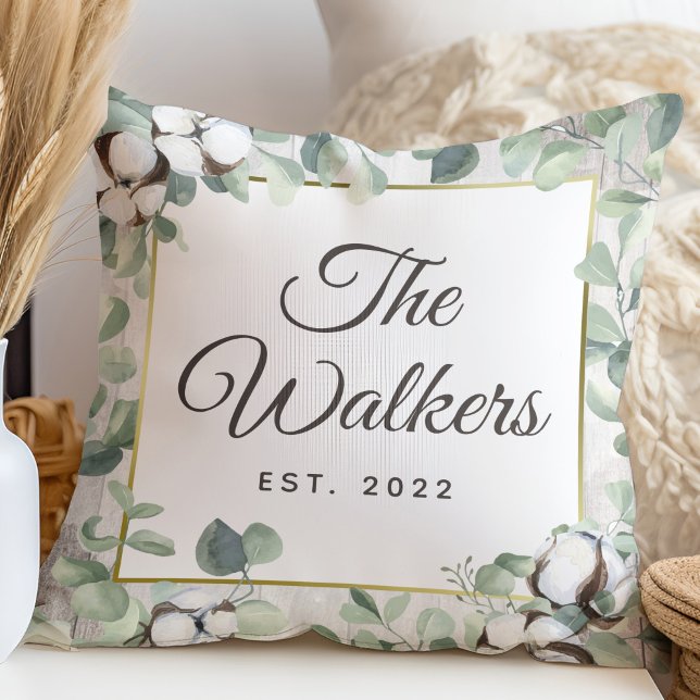 Rustic Southern Cotton & Botanical Personlig Kudde (Skapare uppladdad)