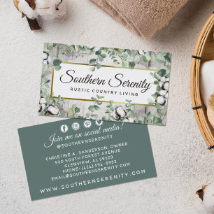 Rustic Southern Cotton & Botanical Social Media Visitkort