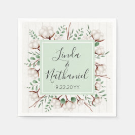 Rustic Southern Cotton & Wood Land Farm Bröllop Pappersservett