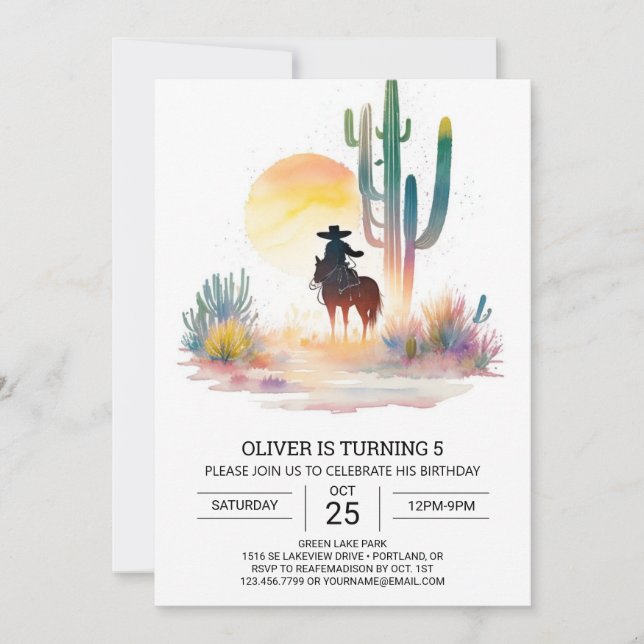 Rustic Southern Cowboy Birthday Inbjudningar (Framsida)