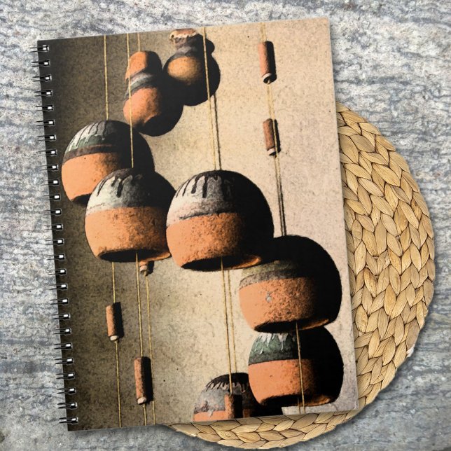 Rustic Southwest Casita Vind Chimes still Life Anteckningsbok Med Spiral (This rustic wind chime edited photo serves as the cover for this 6.5" x 8.75" notebook. )