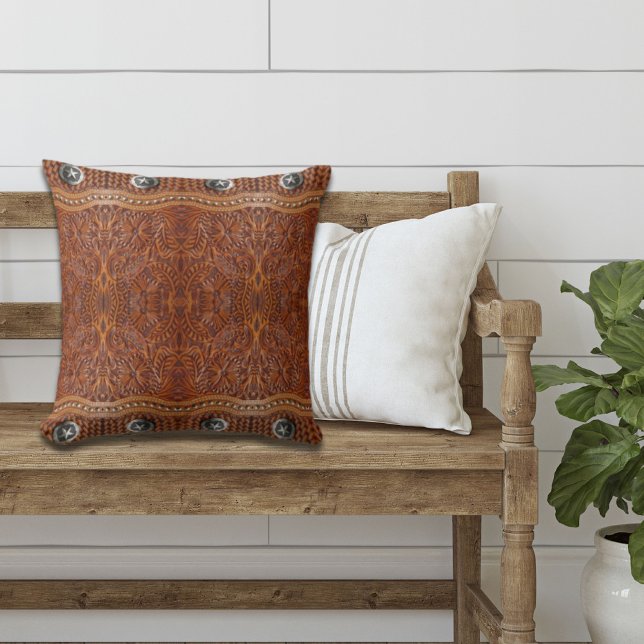 Rustic Southwest Farmhouse Cowboy Westernare Land Kudde (Skapare uppladdad)