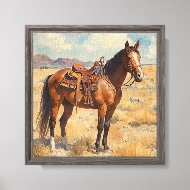 Rustic Southwest Horse Desert Canvastryck (Framsida)