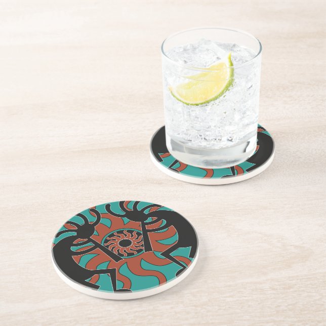Rustic Southwest Kokopelli Turquise Underlägg Sandsten (Sidan)