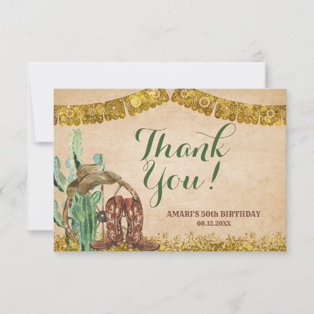 Rustic Southwest Spain Cowboy Birthday Tack Kort (Framsida)