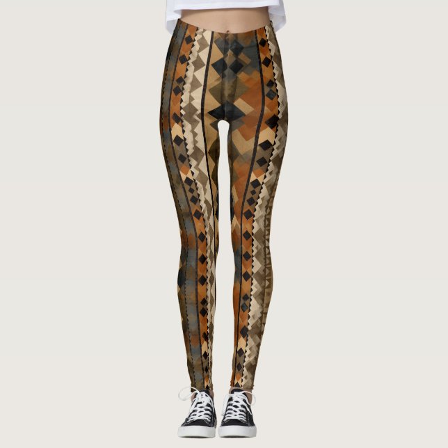 Rustic Southwestern Stripe Pattern (6) Leggings (Framsida)
