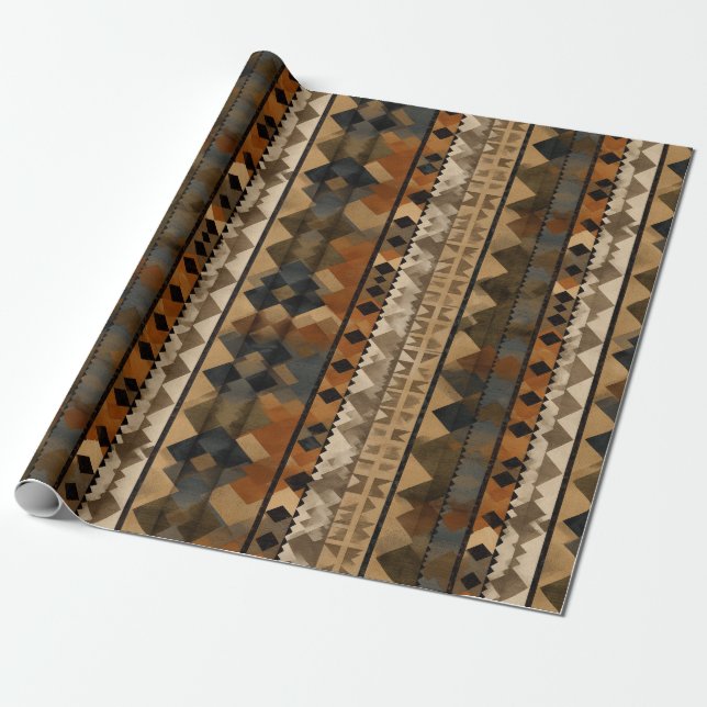 Rustic Southwestern Stripe Pattern (6) Presentpapper (Utrullad)