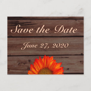 Rustic Spara datumen Orange Solros Meddelande Vykort
